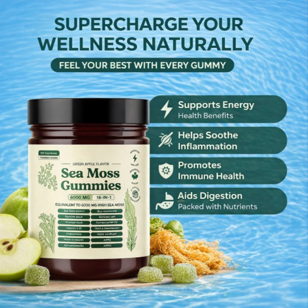 Sea Moss 16-in-1 Gummies – Green Apple Flavor